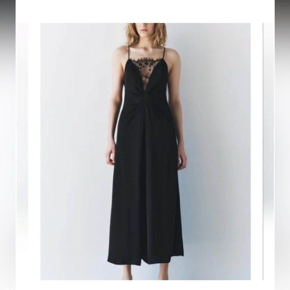 Zara Elegant Black Lace‎ Detail Dress